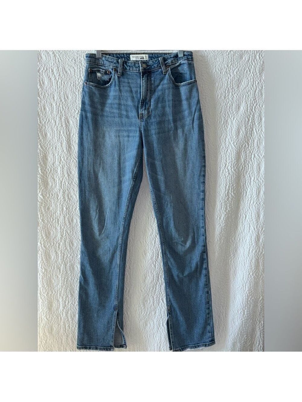 Abercrombie & Fitch Curve Love High Rise Skinny Distressed  Slit Hem Jean